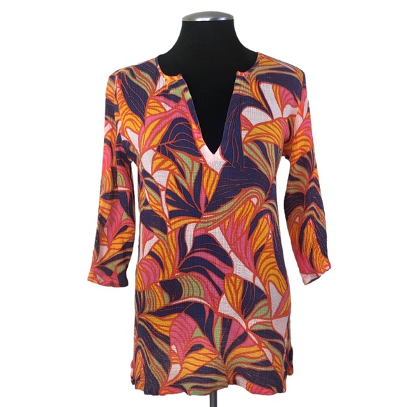 SOLD - J.Crew - Vintage Stella Print Multicolor Textured Cotton Tunic - Picture 3 of 9